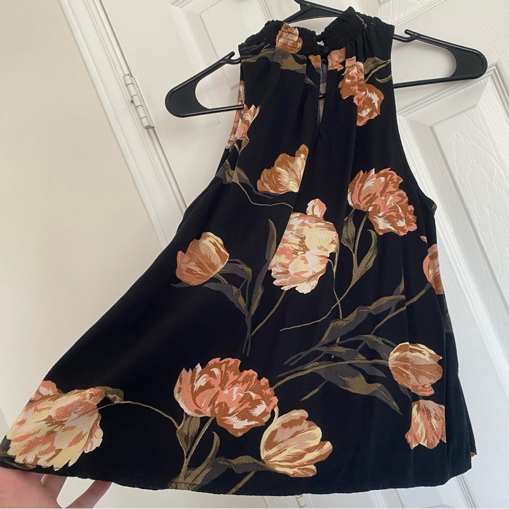 A NEW DAY Floral Sleeveless Mock neck Top Black and Pink Floral High Neck SZ S - Picture 5 of 7